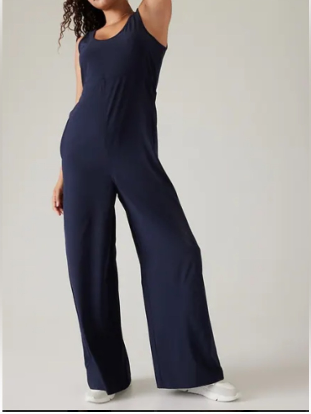 Athleta size Medium Passenger Navy Sleeveless Wide-Leg Jumpsuit